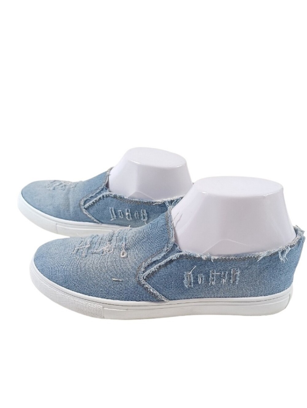 Bella Marie Denim Blue Jean Slip On Laceless Sneakers Shoes Women's 7.5 or 7 1/2